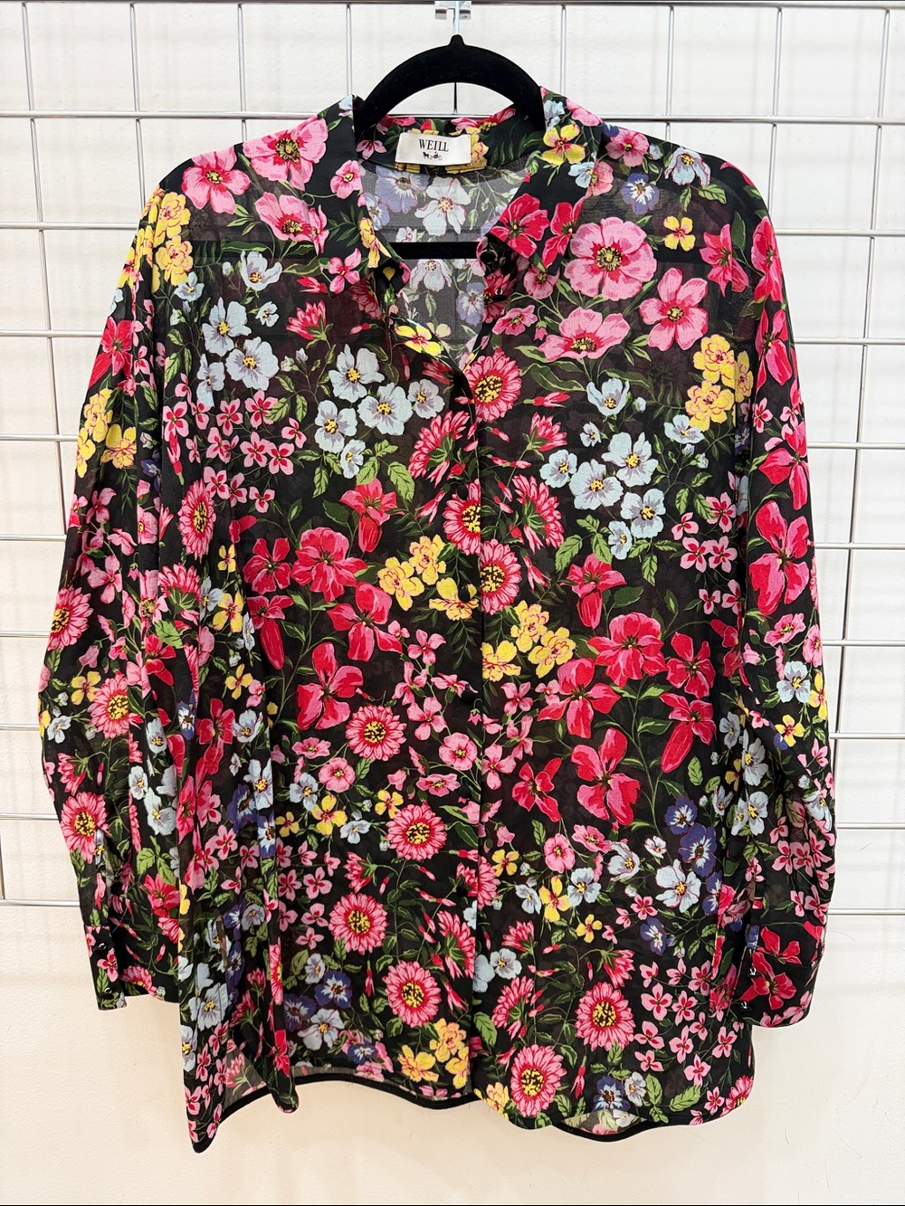 Black Floral Button-Up Blouse